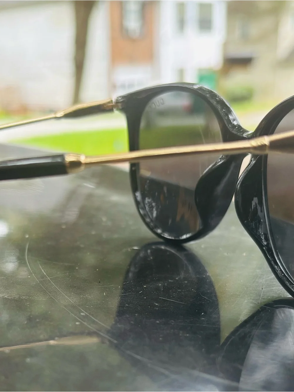 Gucci GG1176S Cat Eye Sunglasses Black Plastic/Metal Frame Gray Gradient UV400